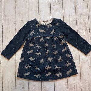 Zara Baby Navy Unicorn Print Long Sleeve Dress 18–24M Toddler